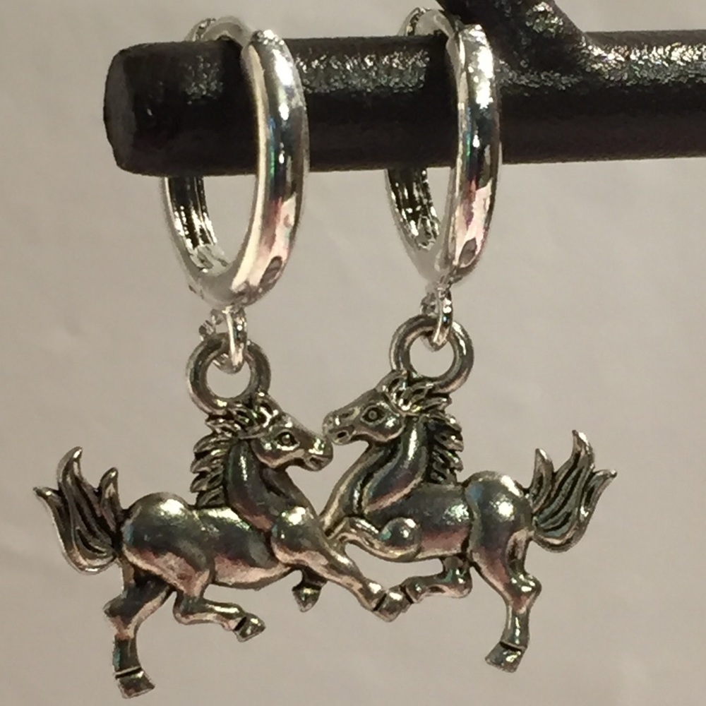Silver horse earrings